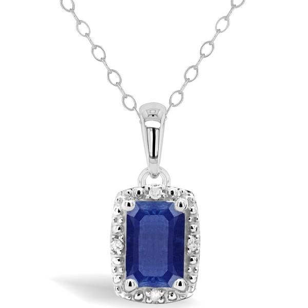 Sapphire (5/8 ct. t.w.) and Diamond Accent Pendant Necklace in Sterling Silver