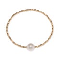 Cultured Freshwater Pearl (9-1/2mm) & Polished Bead Solitaire Coil Bracelet in 18k Gold-Plated Sterling Silver