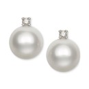 Cultured Freshwater Pearl (5-1/2mm) and Diamond Accent Stud Earrings in 14k White Gold