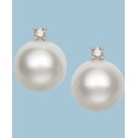 Cultured Freshwater Pearl (5-1/2mm) and Diamond Accent Stud Earrings in 14k White Gold