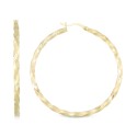 Twisted Satin Finished Round Hoop Earrings in 14k Gold Over Sterling Silver and Sterling Silver