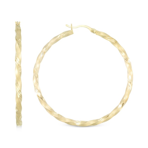 Twisted Satin Finished Round Hoop Earrings in 14k Gold Over Sterling Silver and Sterling Silver