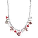 Silver-Tone Mixed Stone Shaky Ornament Statement Necklace, 18