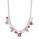Silver-Tone Mixed Stone Shaky Ornament Statement Necklace, 18