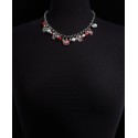 Silver-Tone Mixed Stone Shaky Ornament Statement Necklace, 18