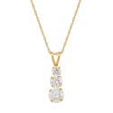 Cubic Zirconia Three Stone Pendant Necklace in 14k Yellow Gold