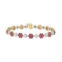 Diamond (1-1/10 ct. t.w.) Flower Link Bracelet in 14k Two-Tone Gold