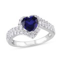 Blue Sapphire (1-7/8 ct. t.w.) & White Sapphire (1-7/8 ct. t.w.) Heart Swirl Ring in Sterling Silver