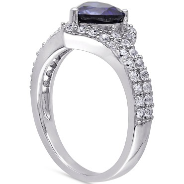 Blue Sapphire (1-7/8 ct. t.w.) & White Sapphire (1-7/8 ct. t.w.) Heart Swirl Ring in Sterling Silver Blue Sapphire (1-7/8 ct. t.w.) & White Sapphire (1-7/8 ct. t.w.) Heart Swirl Ring in Sterling Silver