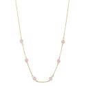 14K Gold Flash-Plated Brass Rose Quartz Heart and Chain Necklace with Extender