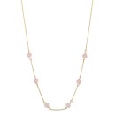 14K Gold Flash-Plated Brass Rose Quartz Heart and Chain Necklace with Extender
