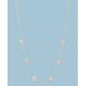 14K Gold Flash-Plated Brass Rose Quartz Heart and Chain Necklace with Extender