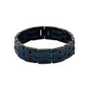 Men's 1 Carat Black Diamond Bracelet in Black and Blue Stainless Steel