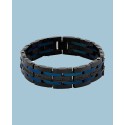 Men's 1 Carat Black Diamond Bracelet in Black and Blue Stainless Steel