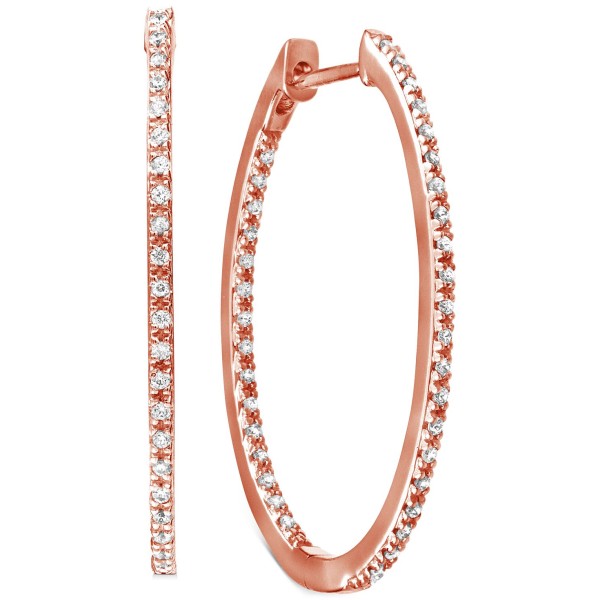 Diamond Medium In & Out Hoop Earrings (1/4 ct. t.w.) in 14k Rose Gold-Plated Sterling Silver, 1.1