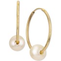 Cultured Freshwater Pearl (6mm) Endless Hoop Earrings in 14k Gold