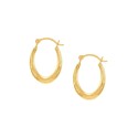 Patterned Extra Small Oval Huggie Hoop Earrings in 10k Gold