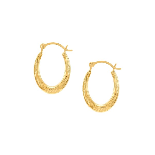 Patterned Extra Small Oval Huggie Hoop Earrings in 10k Gold