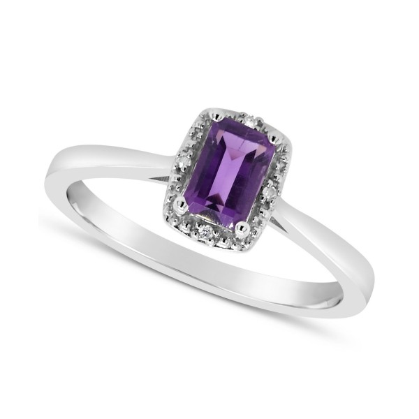 Gemstone and Diamond Accent Ring in Sterling Silver