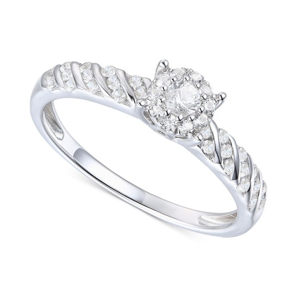 Diamond Halo Cluster Ring (1/3 ct. t.w.) in Sterling Silver