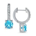 Colored Cubic Zirconia Huggie Hoop Earrings in Sterling Silver or 18k Gold over Silver