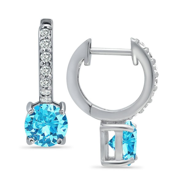 Colored Cubic Zirconia Huggie Hoop Earrings in Sterling Silver or 18k Gold over Silver