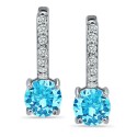 Colored Cubic Zirconia Huggie Hoop Earrings in Sterling Silver or 18k Gold over Silver