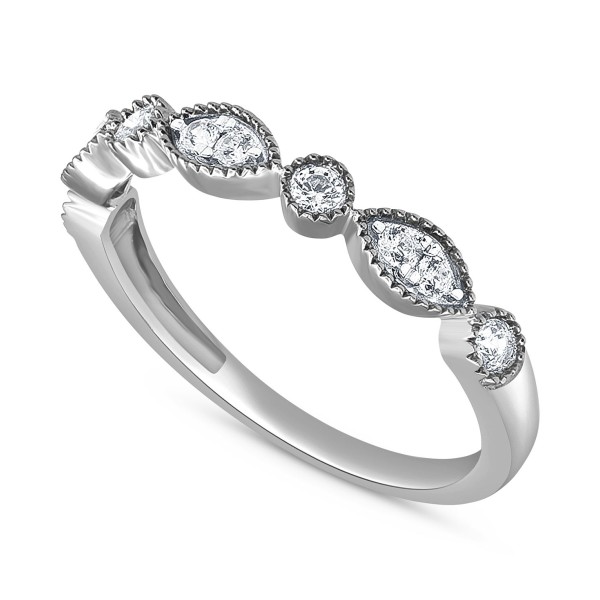 Diamond Beaded-Edge Band (1/4 ct. t.w.) in 14K White, Yellow or Rose Gold