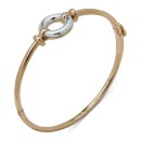 Two-Tone Circle Link Charm Thin Bangle Bracelet