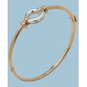 Two-Tone Circle Link Charm Thin Bangle Bracelet