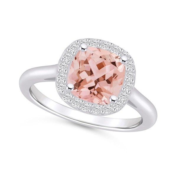 Morganite (2 ct. t.w.) and Diamond (1/4 ct. t.w.) Halo Ring in 14K White Gold