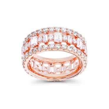 Cubic Zirconia Baguette and Round Eternity Ring Cubic Zirconia Baguette and Round Eternity Ring