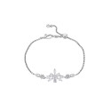 Silver-Tone Cubic Zirconia Flower Slider Bracelet