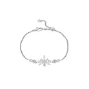 Silver-Tone Cubic Zirconia Flower Slider Bracelet