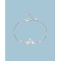 Silver-Tone Cubic Zirconia Flower Slider Bracelet