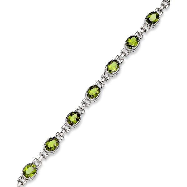 Sterling Silver Bracelet, Peridot Oval Link Bracelet (12 ct. t.w.)