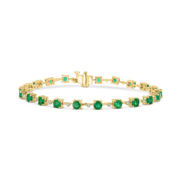 Emerald (2-1/2 ct. t.w.) & Diamond (5/8 ct. t.w.) Link Bracelet in 14k Gold