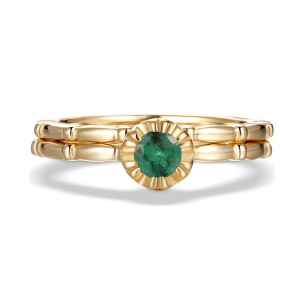 2-Pc. Set Emerald Bridal Set (1/3 ct. t.w.) in 14k Gold-Plated Sterling Silver