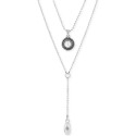 Silver-Tone Freshwater Pearl Two-Row Y Long Necklace