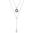 Silver-Tone Freshwater Pearl Two-Row Y Long Necklace