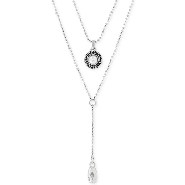 Silver-Tone Freshwater Pearl Two-Row Y Long Necklace