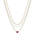 Red Cubic Zirconia and Chain Necklaces Set, 3 piece