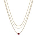 Red Cubic Zirconia and Chain Necklaces Set, 3 piece