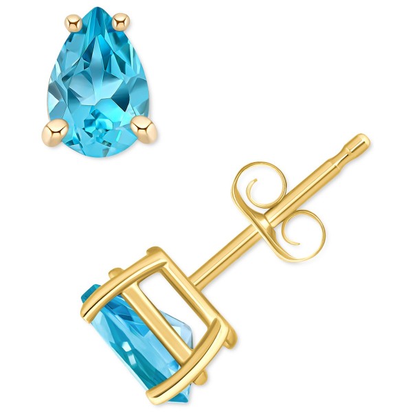 Blue Topaz Pear Stud Earrings (1 ct. t.w.) in 14k Gold