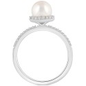 Cultured Freshwater Pearl (7mm) & White Sapphire (1/5 ct. t.w.) Halo Ring in 10k White Gold