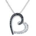 Black & White Diamond Stylized Heart Drop 18