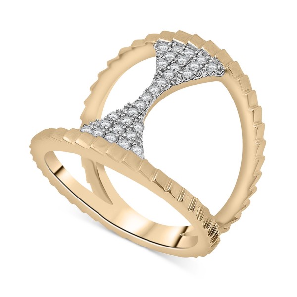 Diamond Openwork Textured Statement Ring (1/4 ct. t.w.) in Gold Vermeil