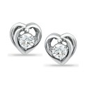 Cubic Zirconia Heart Solitaire Stud Earrings in Sterling Silver