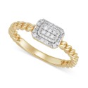 Diamond Cluster Rope Style Ring (1/10 ct. t.w.) in 14k Gold-Plated Sterling Silver