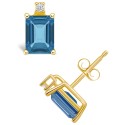 Blue Topaz (1-3/8 ct. t.w.) and Diamond Accent Stud Earrings in 14K Yellow Gold or 14K White Gold